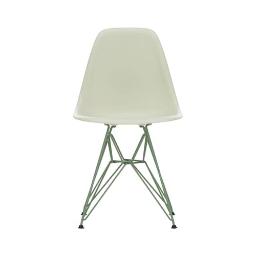 RE DSR Colours - Eames Plastic Side Chair Chair plastic material grey / (1950) - Coloured legs / Recycled - Vitra - Pebble grey / Moss green legs - Lacquered steel, Post-consumer recycled plastic