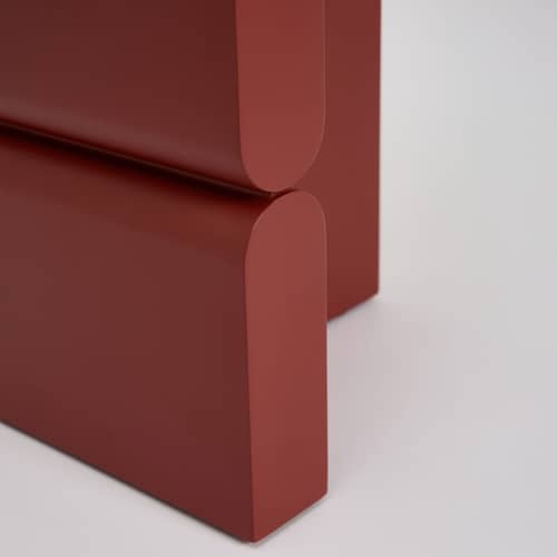 Table d\'appoint Coloured Wood Noon / Ø 38 x H 42,5 cm - NOBODINOZ - Rouge brique - Frêne