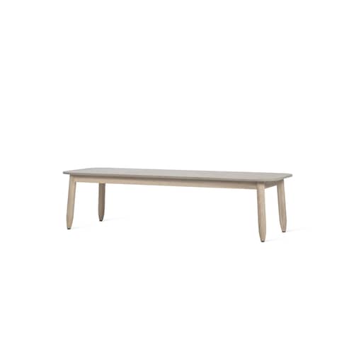 Couchtisch David keramik grau holz natur / Keramik & gealtertes Teakholz - 129 x 45 cm - Vincent Sheppard - Grau (Keramik) / Tischbein aus gealtertem Teakholz - Gealtertes massives Teakholz, Keramik