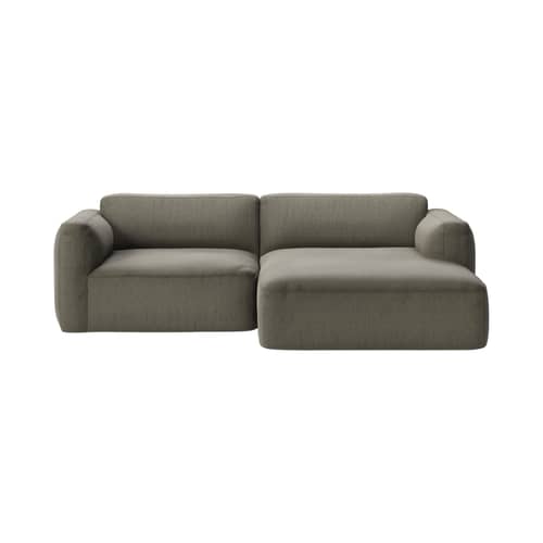 Ecksofa Develius B textil grün / 3-Sitzer - L 220 cm / Liege rechts - &tradition - Kaki (Stoff Barnum 08) - Gewebe, Holz, HR-Schaum