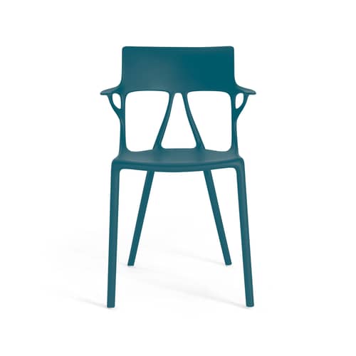 Fauteuil A.I / Conçu par une intelligence artificielle - 100% recyclé - Kartell - Bleu pétrole - PMMA recyclé