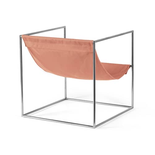 Fauteuil Solo tissu rose Outdoor - valerie objects - Rose / Structure acier poli - Acier inoxydable, Tissu outdoor