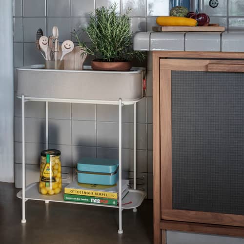 Jardinière sur pied Adoreganizer / Etagère - L 65,5 x H 76,5 cm - Fatboy - Beige - Acier inoxydable, Tissu oléfine