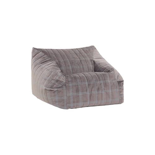 Kindersessel Chelsea textil grau / Sitzkissen - Eco-velours - NOBODINOZ - Grau & Blau / Großes Grillgitter - Expandiertes Polystyrol, Öko-Samt