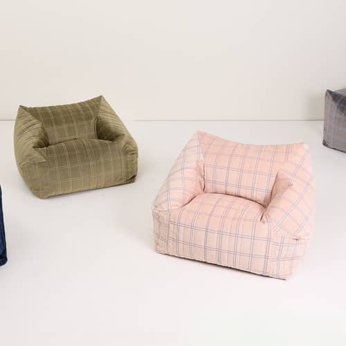Kindersessel Chelsea textil rosa / Sitzkissen - Eco-velours - NOBODINOZ - Rosa & Violett / Großes Grillgitter - Expandiertes Polystyrol, Öko-Samt