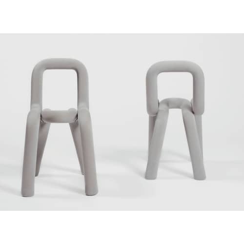 Bold Padded chair textile grey Fabric - Moustache - Light grey - Fabric, Foam, Steel