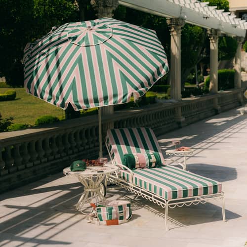 Parasol The Club Bistro vert / Ø 200 cm - BUSINESS & PLEASURE - Rayé / Vert - Aluminium, Fibre de verre, Toile outdoor