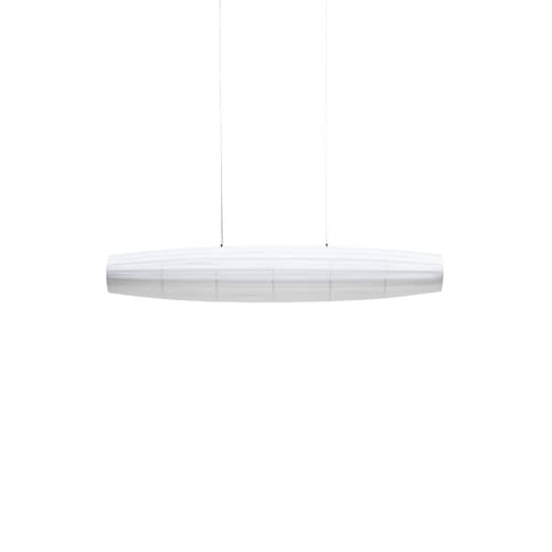 Pendelleuchte Colonne Horizontal textil weiß / LED - L 130 cm - Dix Heures Dix - L 130 cm / Weiß - Aluminium, Plissiertes Acrylgewebe