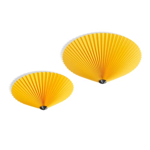 Applique Matin Flush Mount tissu jaune / Plafonnier - Small / Ø 38 cm - Hay - Jaune - Acier peint, Coton plissé