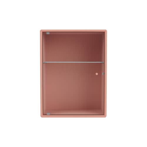 Armadio pensile da bagno Ripple legno rosa / L 35,4 x P 20 x H 46,8 cm - Vetro ondulato - MONTANA - Rabarbaro 151 - MDF laccato, Vetro ondulato