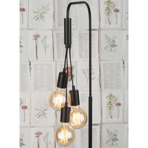 Stehleuchte Oslo metall stein schwarz / 3 Leuchtmittel - H 190 cm - It\'s about Romi - Schwarz - Eisen, Zement