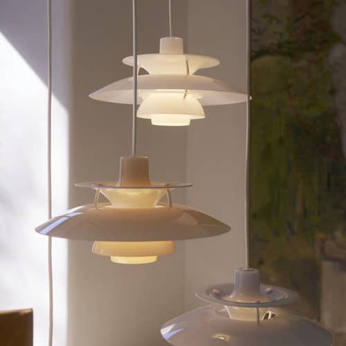 Suspension PH 5 Opal plastique blanc / Ø 32 cm - Réédition 1958 - Louis Poulsen - Blanc - PMMA