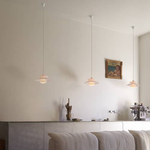 Suspension PH 5 Opal plastique rose / Ø 32 cm - Réédition 1958 - Louis Poulsen - Rose pâle - PMMA