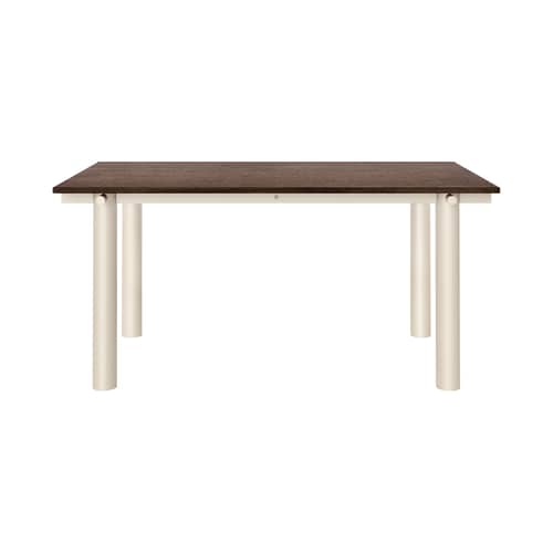 Table rectangulaire Atura bois marron / 160 x 90 cm - Ferm Living - Chêne marron foncé / Pieds beige - Acier thermolaqué, Placage de chêne teinté
