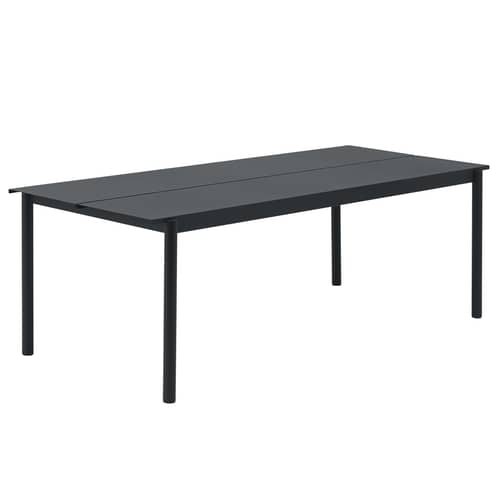 Tavolo rettangolare Linear metallo nero / Acciaio - 220 x 90 cm - Muuto - Nero - Acciaio verniciato a polvere
