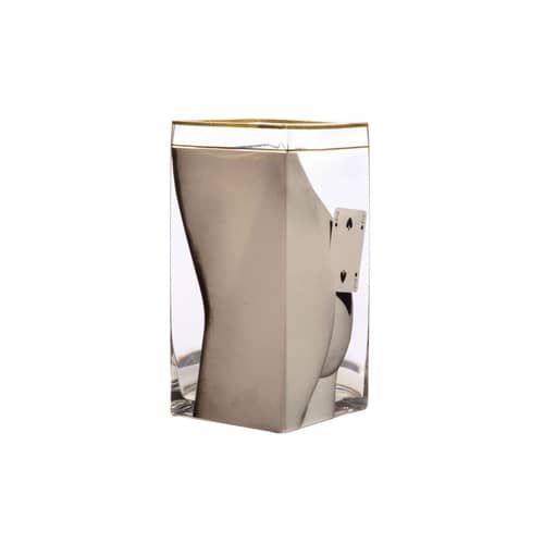 Vase Toiletpaper - Two of Spades glas bunt / 15 x 15 x H 30 cm - Detail aus Gold 24 Karat - Seletti - Two of Spades - , Glas