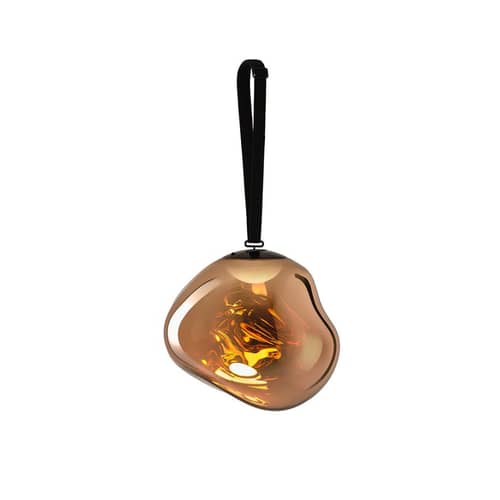 Melt LED Large Wireless rechargeable lamp plastic material gold / Ø 50 cm - free-standing or hanging - Tom Dixon - Gold - Blow-moulded polycarbonate