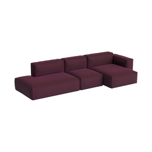 Canapé d\'angle Mags Soft Low Armrest n°4 bordaeux / 3 places -  L 331 cm/ Accoudoir droite - Hay - Accoudoir droite / Bordeaux (tissu Story 14) - Contreplaqué, Mousse polyuréthane HR, Tissu