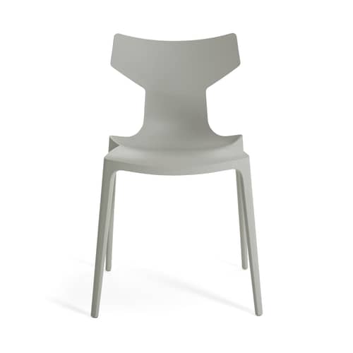 Chaise empilable Re-Chair / Matériau recyclé - Kartell - Gris - Technopolymère thermoplastique recyclé