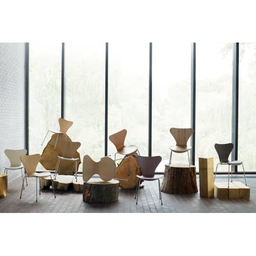 Chaise empilable Série 7 bois naturel / Bois naturel - Arne Jacobsen, 1955 - Fritz Hansen - Chêne / Pieds chromés - Acier, Contreplaqué de chêne verni