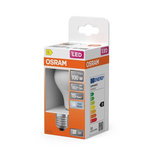 LED-Glühbirne E27 Classique A60 glas weiß Frosted / 11W (= 100W) - Kaltes Weiß - Osram - Mattiert - Glas