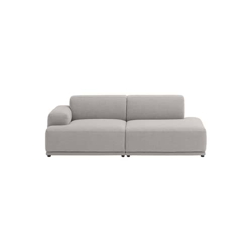 Canapé droit Connect Soft / Configuration 2 - Accoudoir gauche / L 207 cm - Muuto - Accoudoir gauche / Gris (Clay 12) -  Ouate, Espanso, Legno, Tessuto Kvadrat