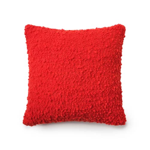 Coussin Bobble orange / Tissé main - 45 x 45 cm - Tom Dixon - Rouge orangé - Laine bouclée recyclée, Polyester recyclé