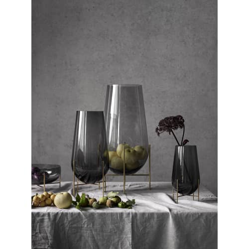 Schale Echasse metall glas grau gold / Ø 29 cm x H 28 cm - Audo Copenhagen - Rauchglas & Messing - Glas, Massives Messing