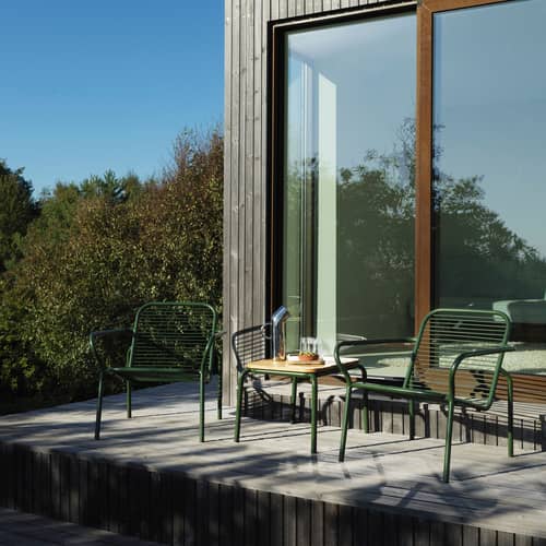 Fauteuil bas empilable Vig Lounge métal vert - Normann Copenhagen - Vert foncé - Acier thermolaqué