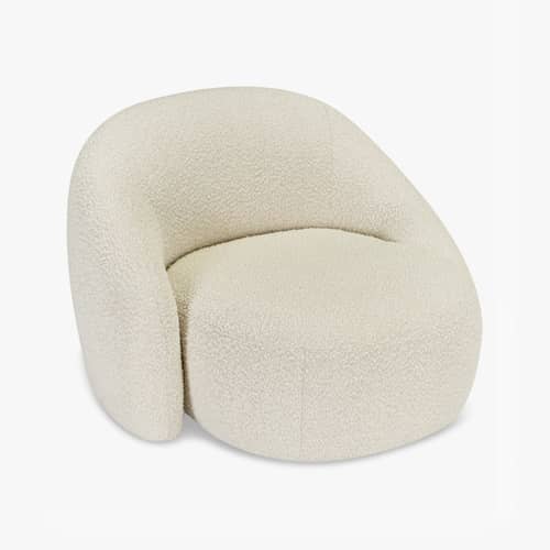 Gepolsterter Sessel Neo textil weiß - NV GALLERY - Weißer Hafer (gekräuselt) - FSC-zertifiziertes Holz, High Density-Schaum, Schlingenpol