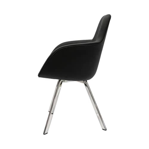 Gepolsterter Sessel Scoop textil schwarz / hohe Rückenlehne - Stuhlbeine Metall - Tom Dixon - Schwarz / Stuhlbeine chrom-glänzend - Kvadrat-Gewebe, Schaumstoff, verchromter Stahl