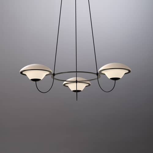 Suspension In The Air 3 / Ø 97 cm - DCW éditions - 3 diffuseurs / Blanc & noir - Acier, Verre
