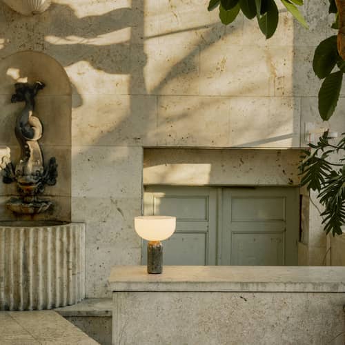 Lampada senza fili ricaricabile Kizu LED pietra grigio / Base marmo - H 24 cm - NEW WORKS - marmo grigio - Acrilico, Marmo