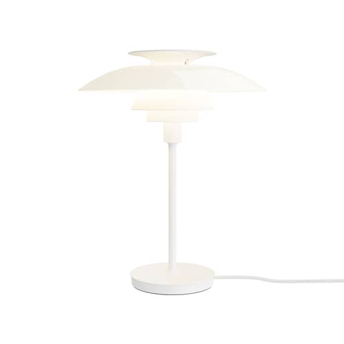 Lampe de table PH 80 / 1974 - Louis Poulsen - Blanc opalin / Pied blanc - Acrylique opalin, Aluminium