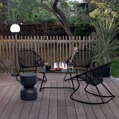 Lot de 3 lampes extérieurs sans fil rechargeables Balad métal violet / H 13,5 cm - Fermob - Cerise noire - Aluminium, Polyéthylène
