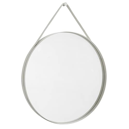 Miroir mural Strap n°2 métal gris / Ø 70 cm - Sangle en tissu - Hay - Gris clair - Acier laqué, Tissu polyester, Verre