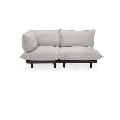 Paletti set 2-seater outdoor sofa textile beige / Armrest left - L 190 cm - Fatboy - Fog - Olefin fabric, Polyester foam, Recycle polyethylene, Steel