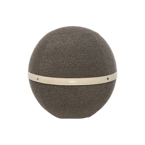 Pouf Bouclette Regular gris / Ergonomique - Ø 55 cm / Laine bouclette - BLOON PARIS - Galet - Laine bouclée, PVC