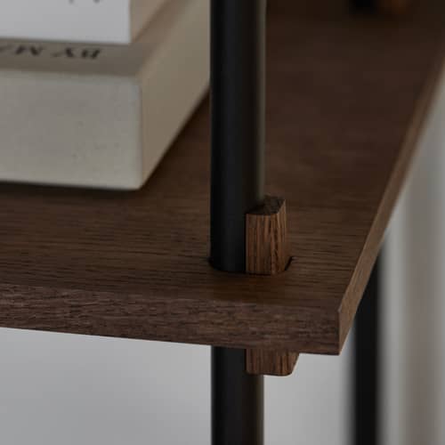 Shelving System – s.115.1.B Shelf wood brown / W 85 x H 115 x D 35 cm - MOEBE - Smoked oak / Black - Oak veneer MDF, Steel