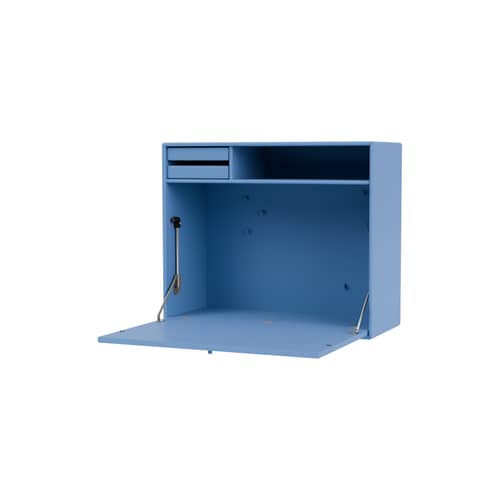 Wand-Schreibtisch Studio holz blau / B 69,6 x H 58,2 cm - MONTANA - Azure 154 - lackierte Holzfaserplatte