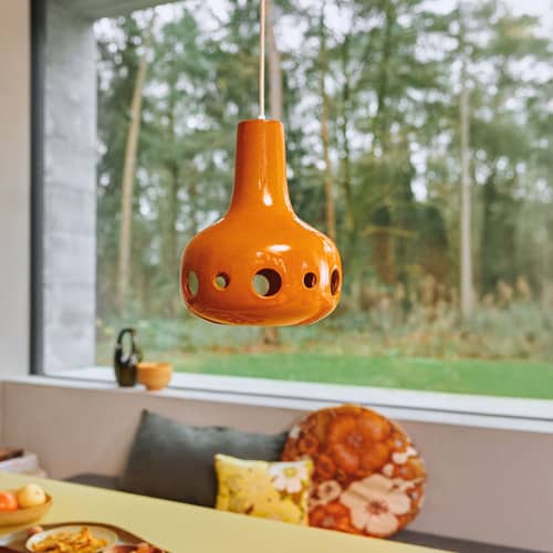 Suspension Dangle céramique orange / Ø 24 x H 31.5 cm - HK LIVING - Orange - Grès émaillé