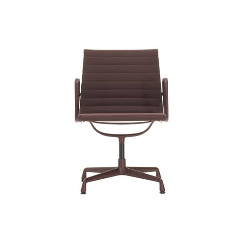 Aluminium Chair EA108 Swivel armchair textile brown / Eames (1958) - Vitra - Brown (Hopskak Fabric) / Dark burgundy Base, legs - die-cast aluminium, Fabric, Polyurethane foam