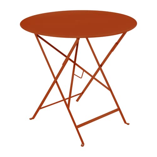 Klapptisch Bistro metall orange /Ø 77 cm - 3/4 Personen - Loch für Sonnenschirm - Fermob - Kandierte Orange - lackierter Stahl