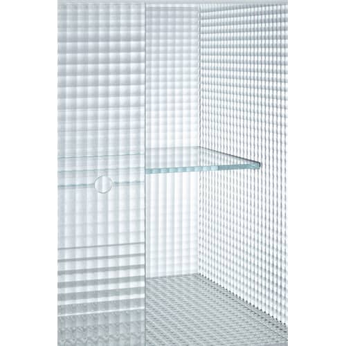 Buffet Commodore bas verre transparent / Verre quadrillé - L 180 x H 98 cm - Glas Italia - Translucide quadrillé / Pieds chromés - Métal chromé, Verre trempé