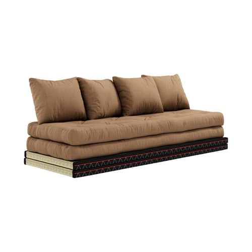 Schlafcouch Chico textil braun / Modulierbar - B 200 cm - KARUP - Mocca 755 - Baumwolle, Geflochtenes Binsengras, Recycelte Mischfasern