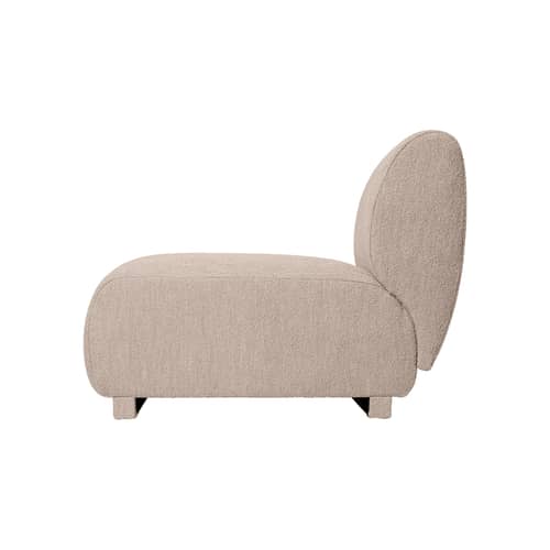 Divano modulabile Rico tessuto beige / Modulo laterale aperto a sinistra - Ferm Living - Lato sinistro aperto - Espanso, Legno, Tessuto bouclé