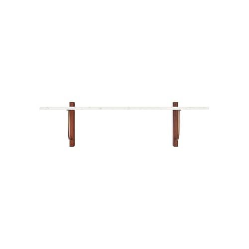 Scaffale Corbel pietra bianco / L 100 cm - Audo Copenhagen - Marmo bianco - Acciaio, Marmo di Carrara, MDF impiallacciato rovere tinto scuro