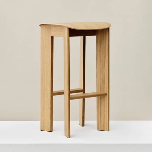 Chisel 30 High High stool natural wood / H 75 cm - Hay - Lacquered Oak - Lacquered oak veneer