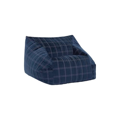 Kindersessel Chelsea textil blau / Sitzkissen - Eco-velours - NOBODINOZ - Nachtblau & Violett / Großes Grillgitter - Expandiertes Polystyrol, Öko-Samt