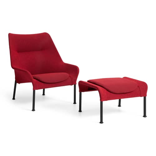 O2 Lounge armchair textile red - Hay - Reds - Moulded foam, Powder coated steel, Self-supporting fabric